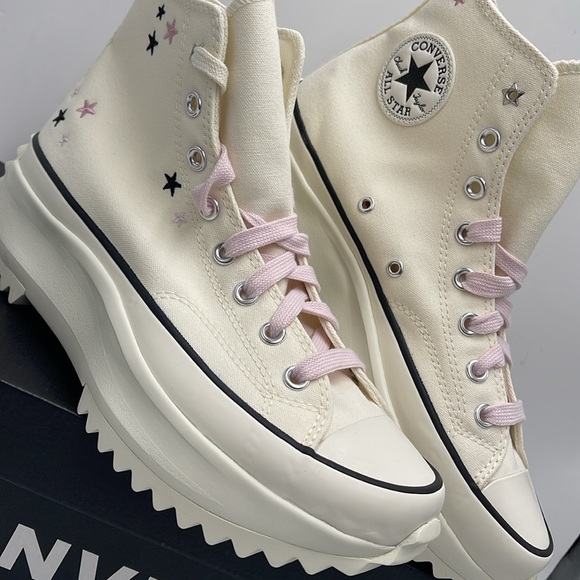Converse WMNS RUN STAR HIKE HI EGRET/LOTUS PINK/BLACK A12205C Platforms Sneakers - Picture 6 of 16